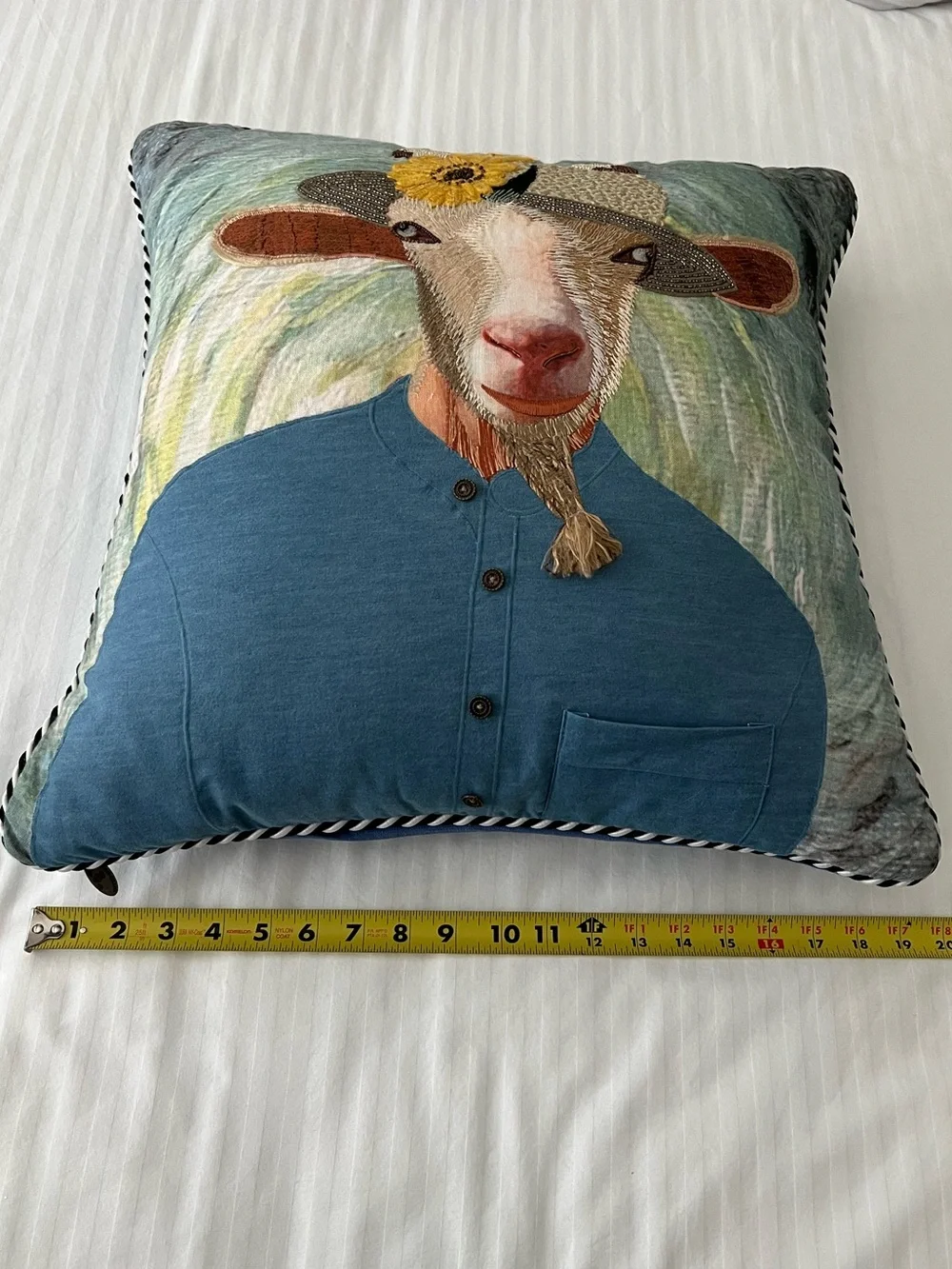 Mackenzie-Childs Vincent Van Goat Throw Pillow. Rare and Retired. Like New!